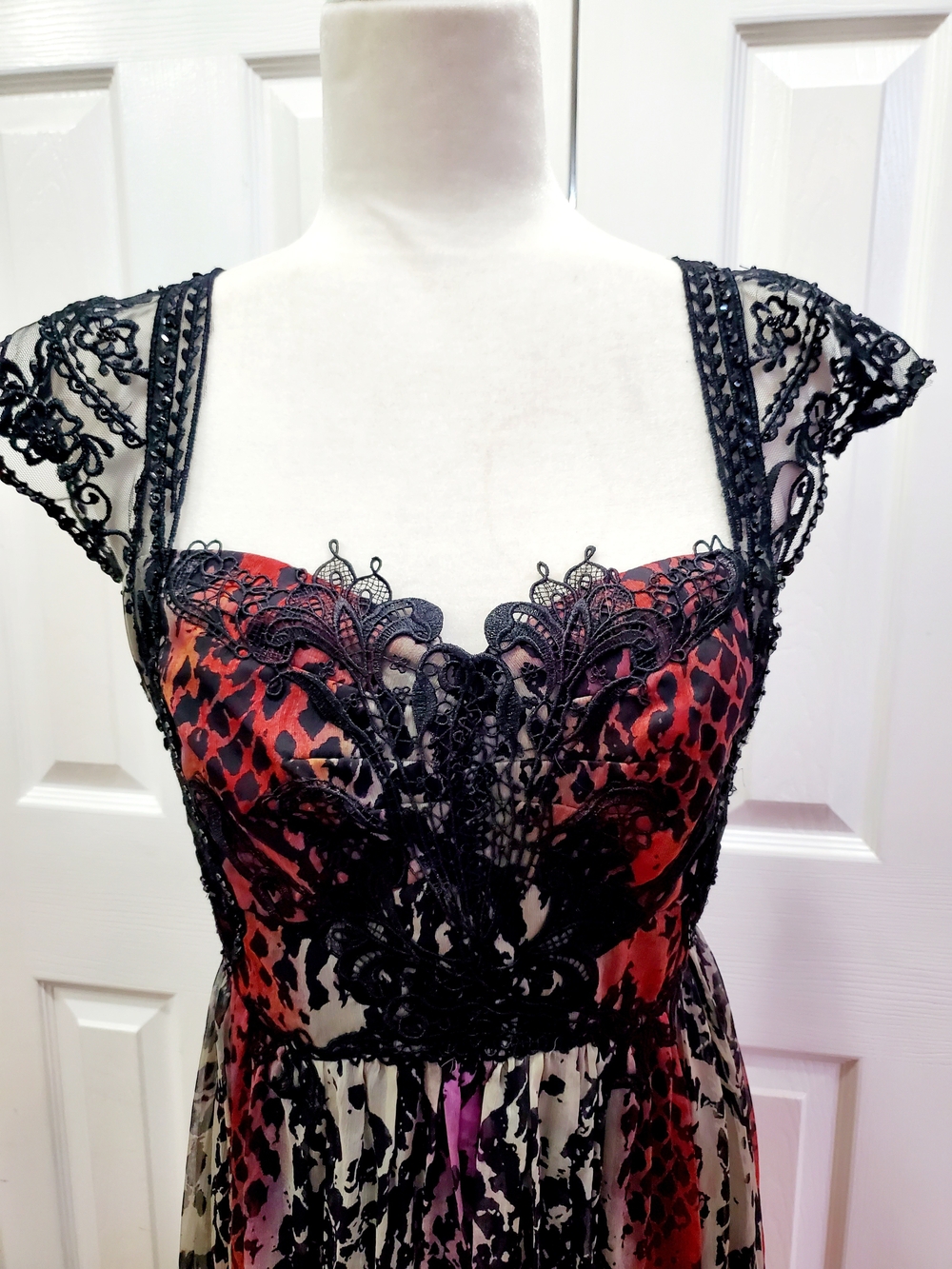 Free People Lace Maxi Dress Boho Open Back Festival Whimsigoth Fairy Size 8 - Picture 7 of 15